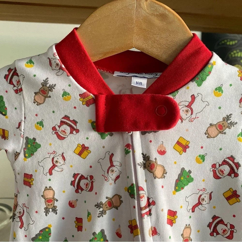 Magnolia Baby Christmas Print Pima Cotton Footie